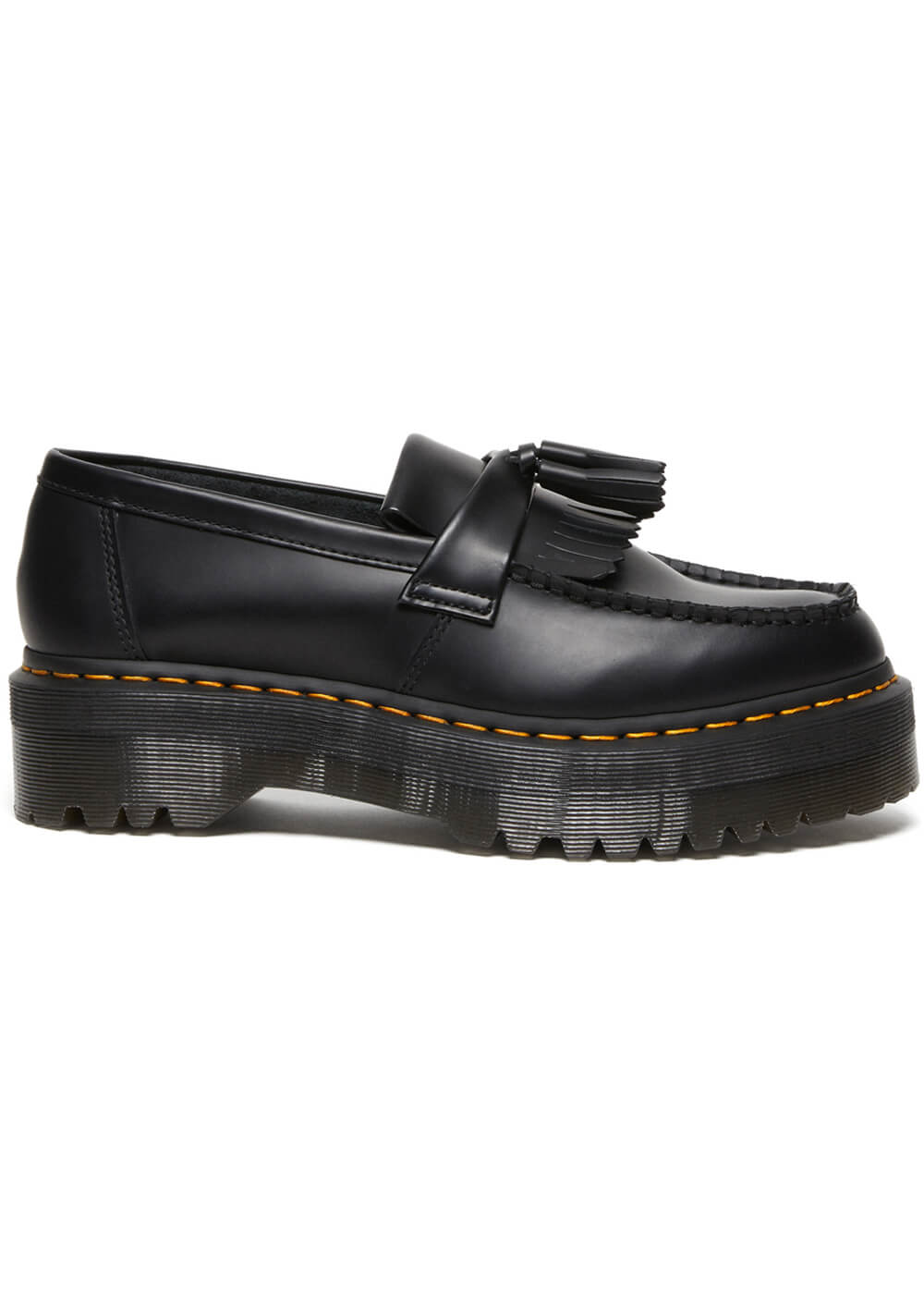 Dr. Martens Adrian Quad Smooth Leather Platform Tassle Loafers Black www.succubus